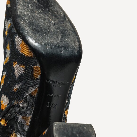 Saint Laurent Loulou Gold & Silver Glitch Leopard Jacquard Ankle Boots - Picture 5 of 11